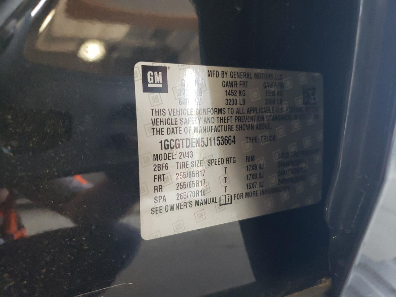 1GCGTDEN5J1153664 2018 Chevrolet Colorado Z71