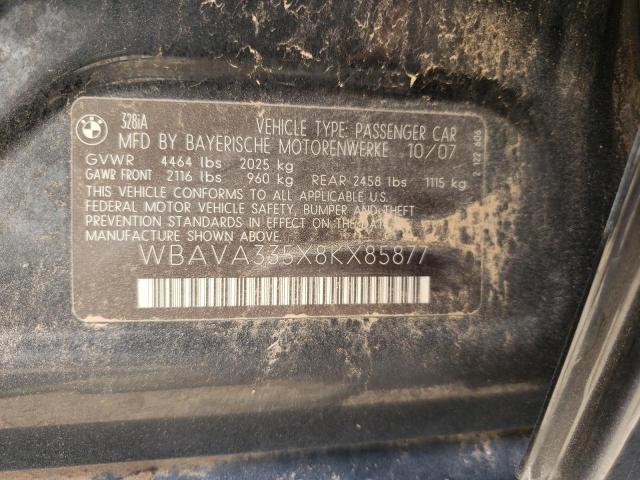 2008 BMW 328 I VIN: WBAVA335X8KX85877 Lot: 59207654