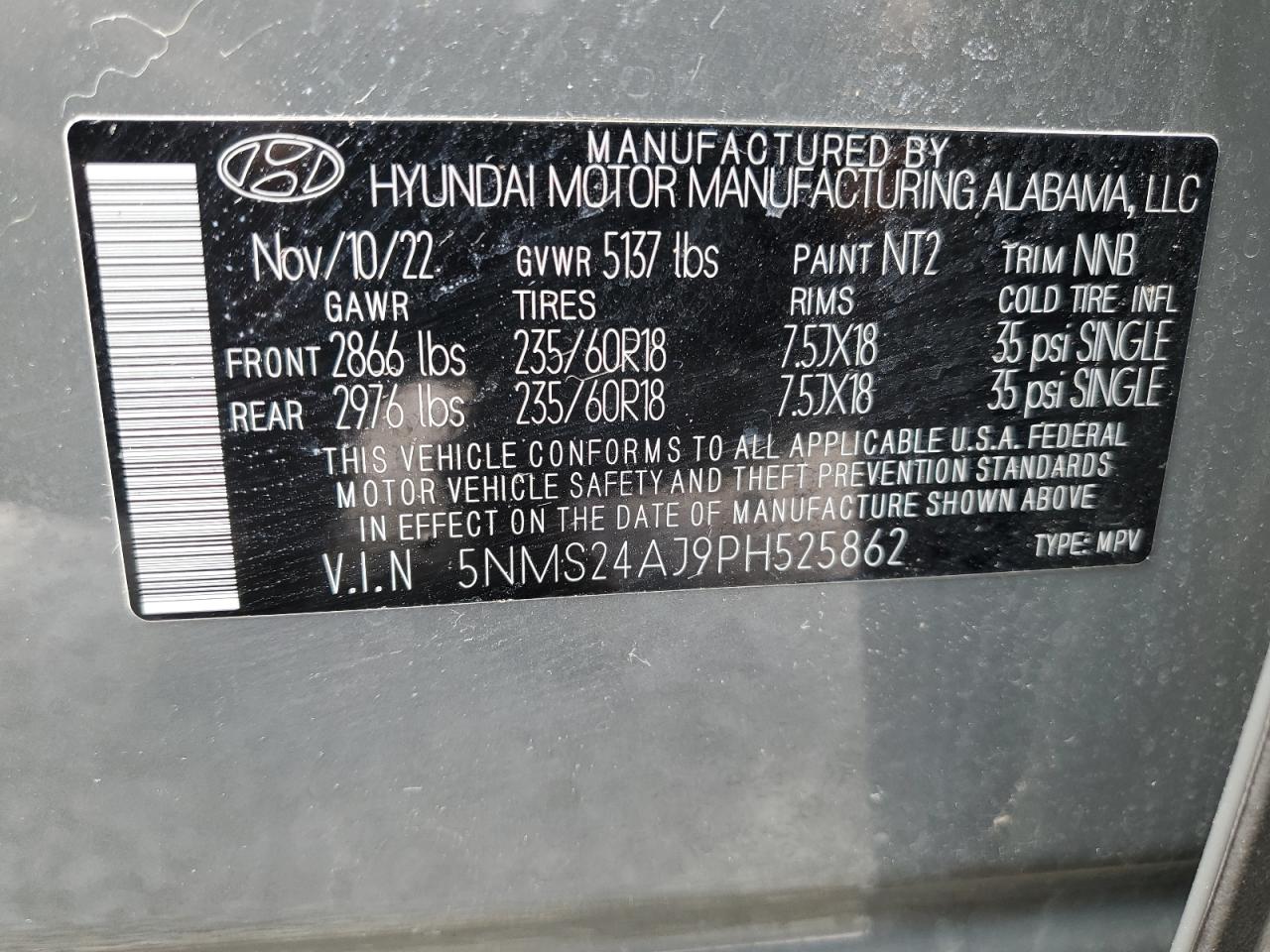 5NMS24AJ9PH525862 2023 Hyundai Santa Fe Sel