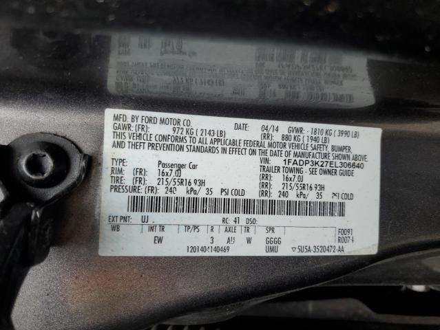 2014 Ford Focus Se VIN: 1FADP3K27EL306640 Lot: 59928454