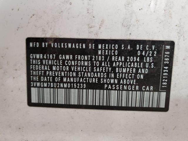 2022 Volkswagen Jetta Sel VIN: 3VWGM7BU2NM015239 Lot: 57198104