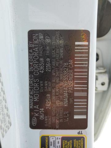 2015 Kia Optima Lx VIN: KNAGM4A76F5538278 Lot: 60213394