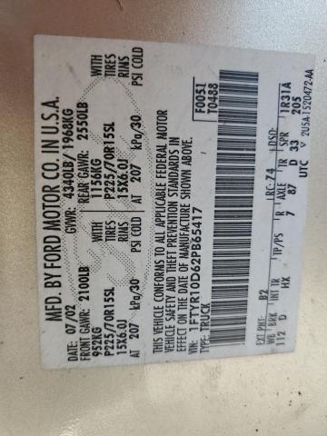 2002 Ford Ranger VIN: 1FTYR10D62PB65417 Lot: 57705754