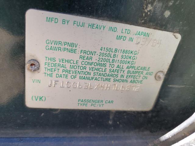 2004 Subaru Forester 2.5X VIN: JF1SG636X4H766872 Lot: 61022174