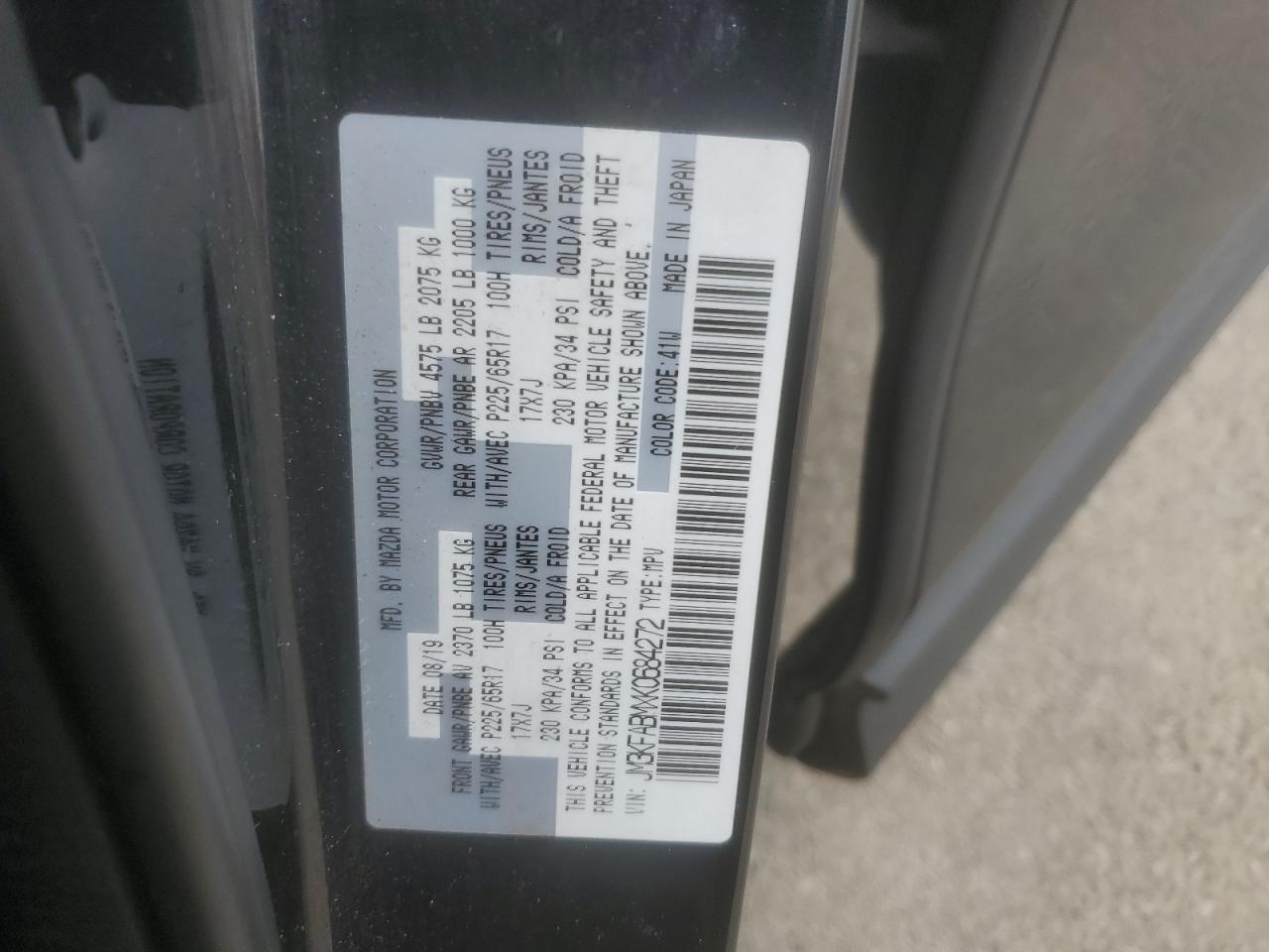 JM3KFABMXK0684272 2019 Mazda Cx-5 Sport