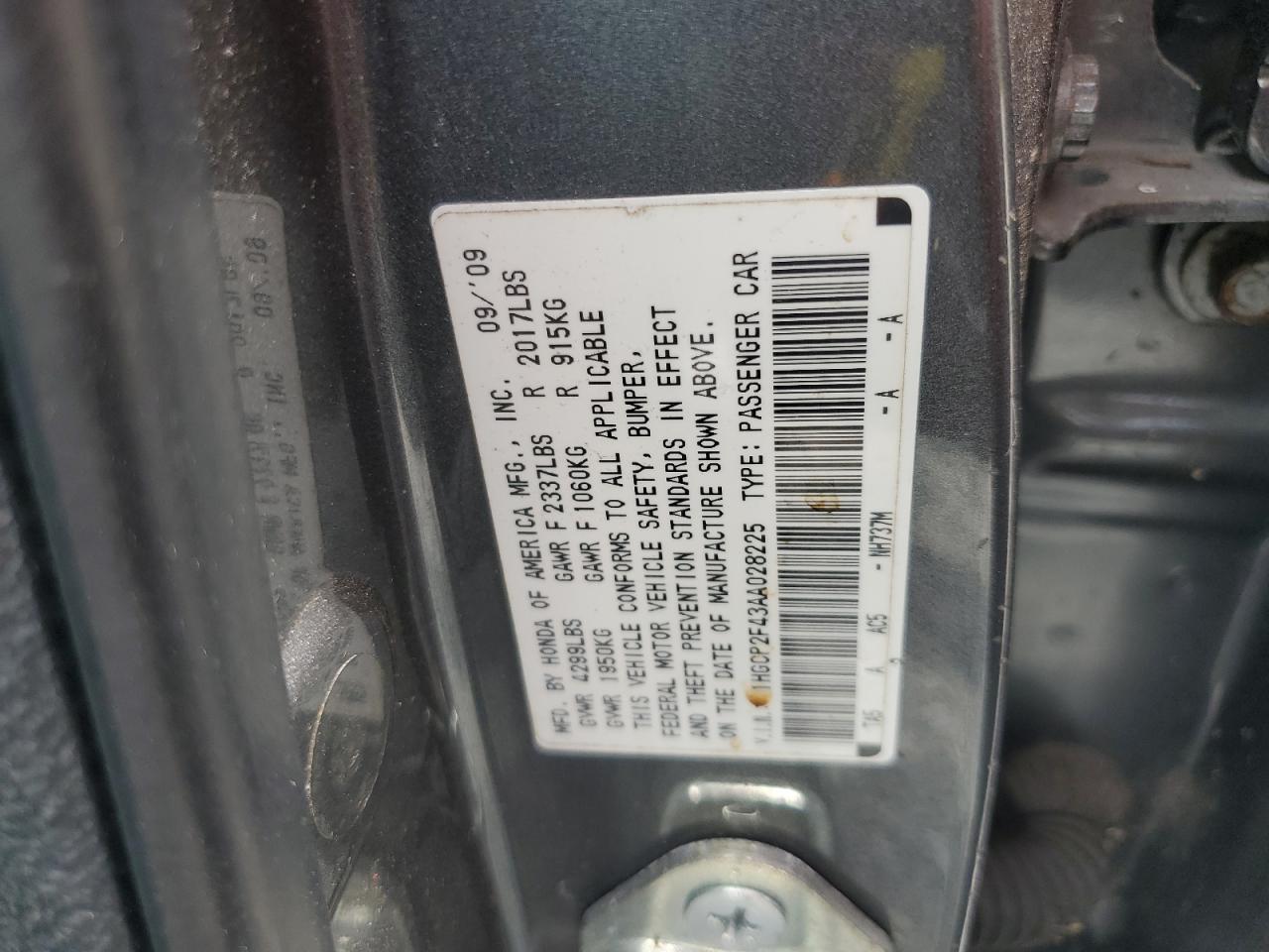 1HGCP2F43AA028225 2010 Honda Accord Lxp