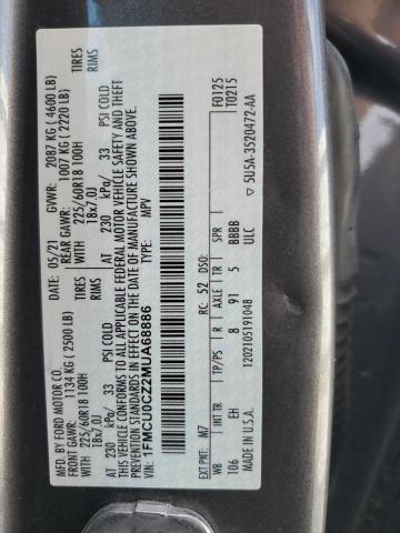 2021 Ford Escape Sel VIN: 1FMCU0CZ2MUA68886 Lot: 59212454