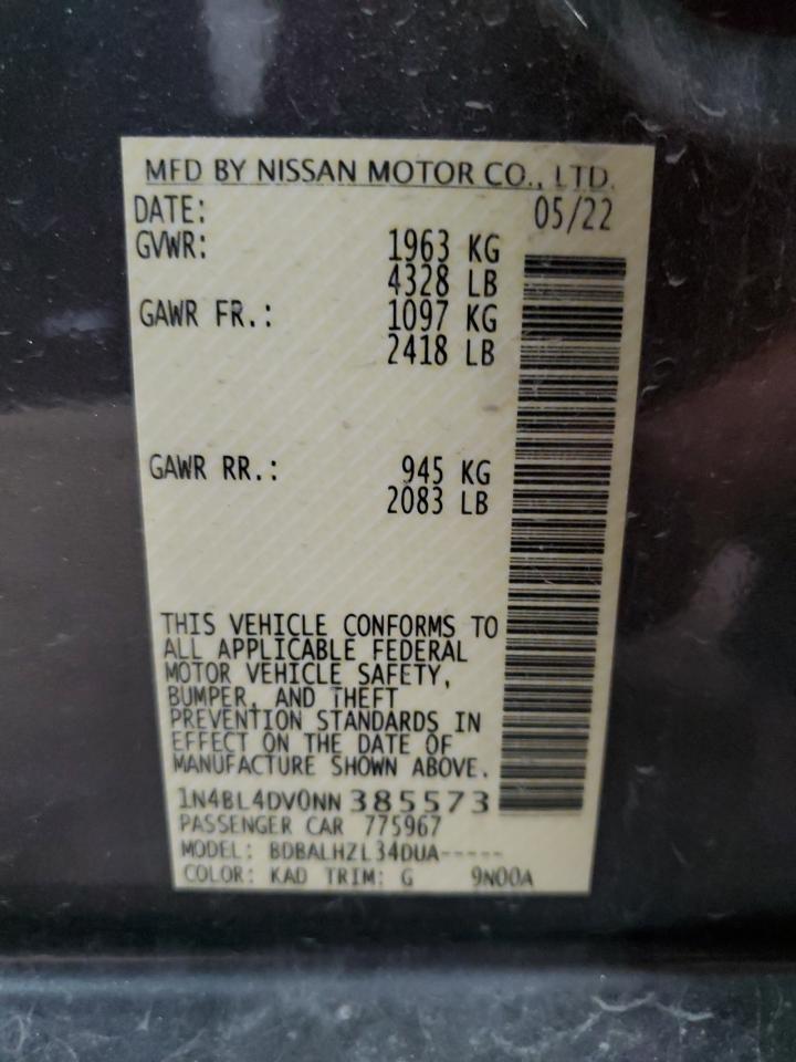 1N4BL4DV0NN385573 2022 Nissan Altima Sv