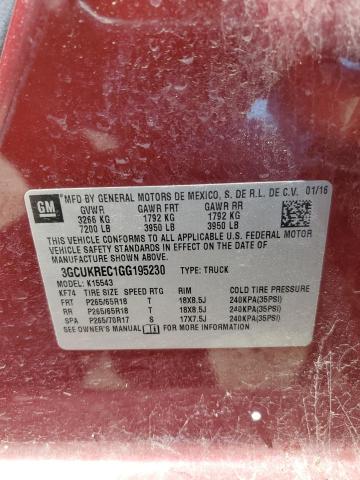 2016 CHEVROLET SILV1500 4 3GCUKREC1GG195230