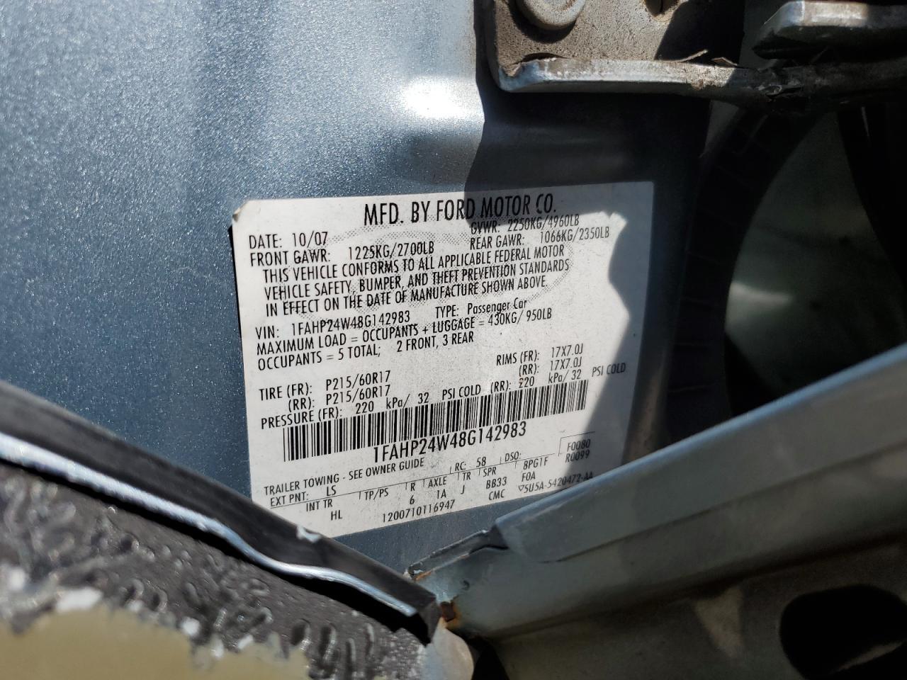 1FAHP24W48G142983 2008 Ford Taurus Sel