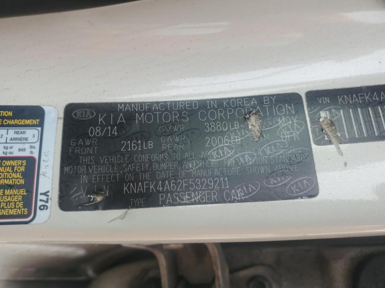 KNAFK4A62F5329211 2015 Kia Forte Lx