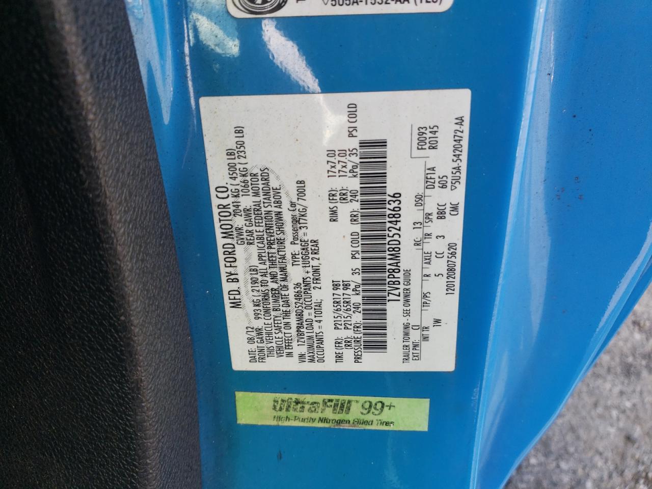 1ZVBP8AM8D5248636 2013 Ford Mustang