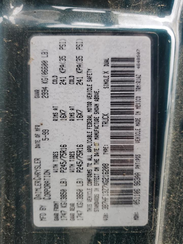 3B7HF13Z7XG216208 1999 Dodge Ram 1500