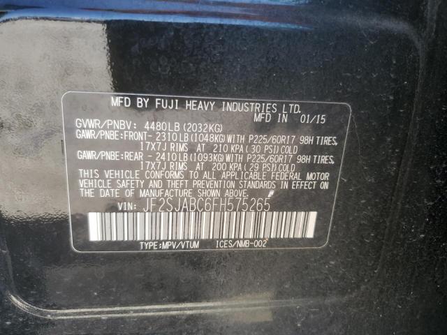 2015 Subaru Forester 2.5I VIN: JF2SJABC6FH575265 Lot: 57566764