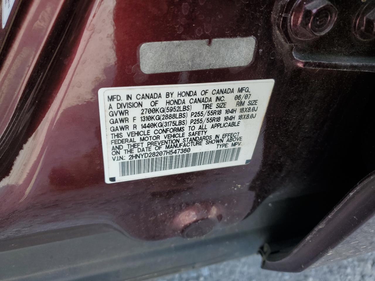 2HNYD28207H547360 2007 Acura Mdx