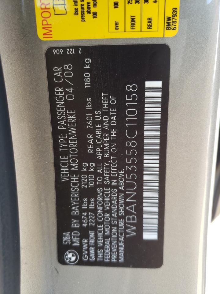 WBANU53558C110158 2008 BMW 528 I