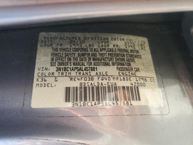 2010 Nissan Versa S VIN: 3N1BC1AP5AL457881 Lot: 58193824