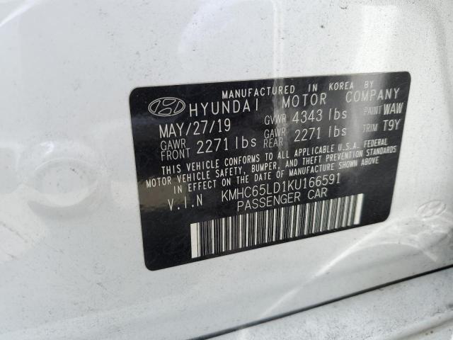 2019 Hyundai Ioniq VIN: KMHC65LD1KU166591 Lot: 58114694