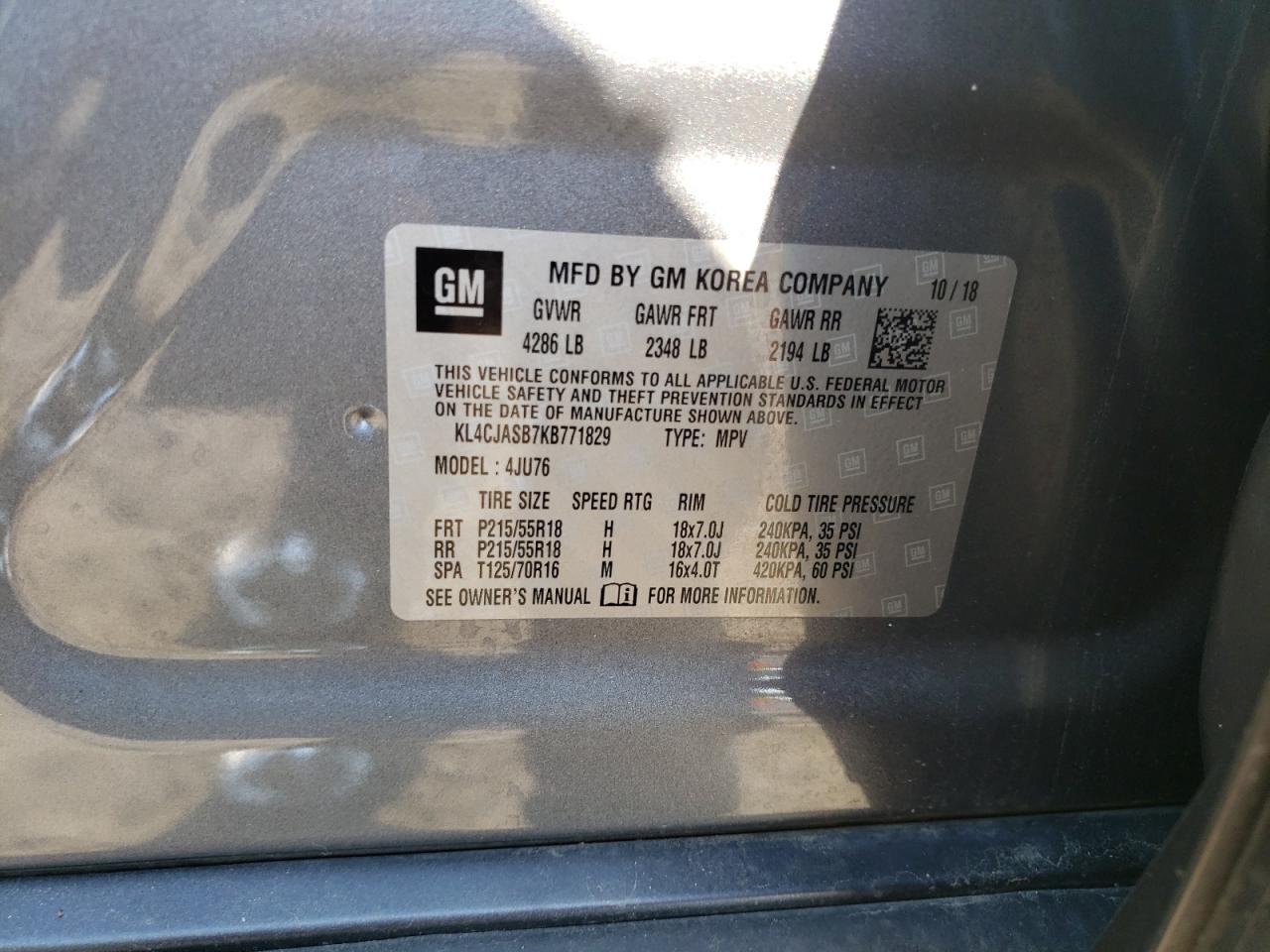KL4CJASB7KB771829 2019 Buick Encore Preferred