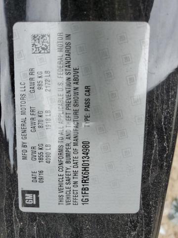 2017 Chevrolet Camaro Lt VIN: 1G1FB1RX6H0134980 Lot: 59301414