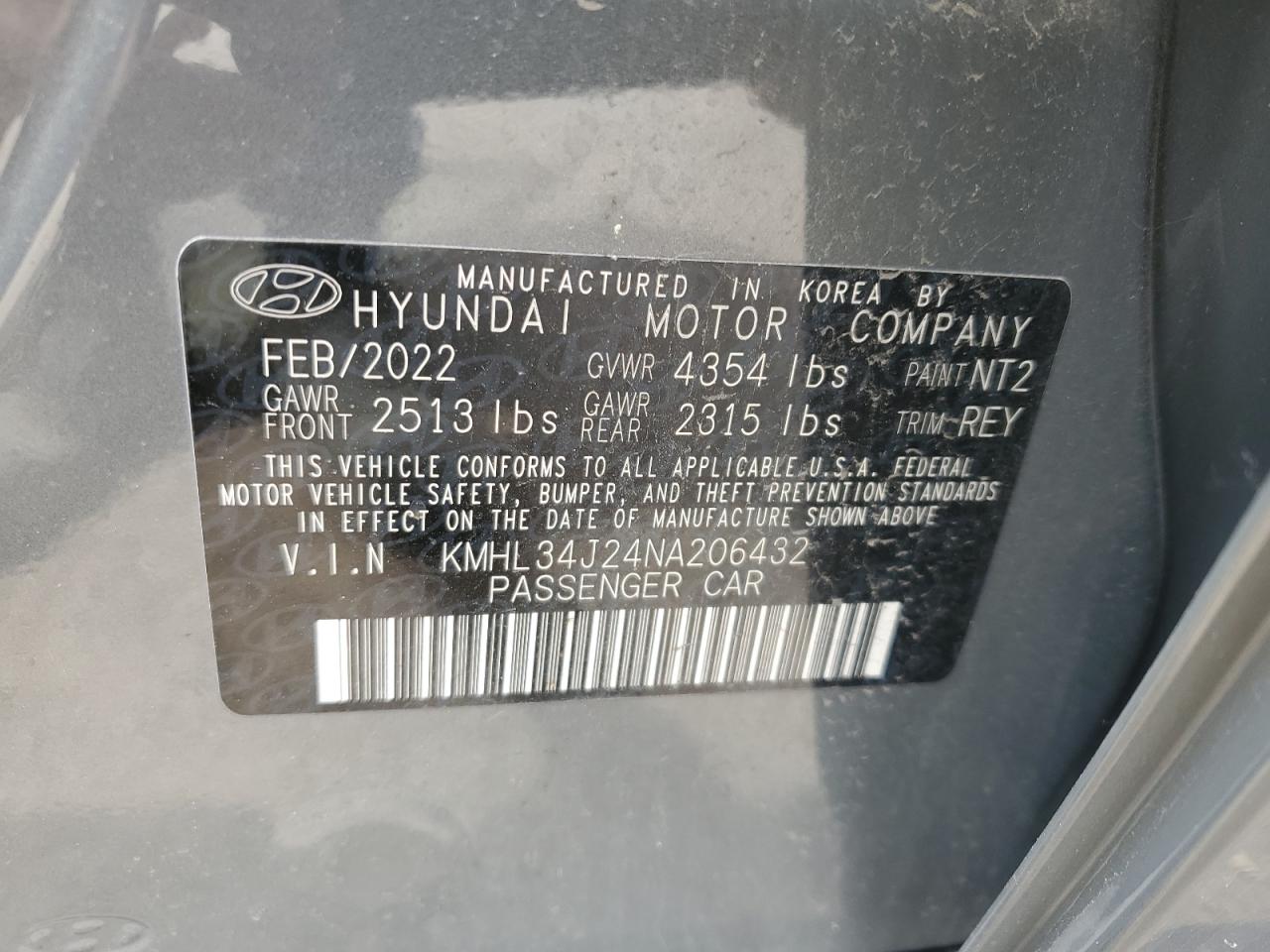 KMHL34J24NA206432 2022 Hyundai Sonata Limited