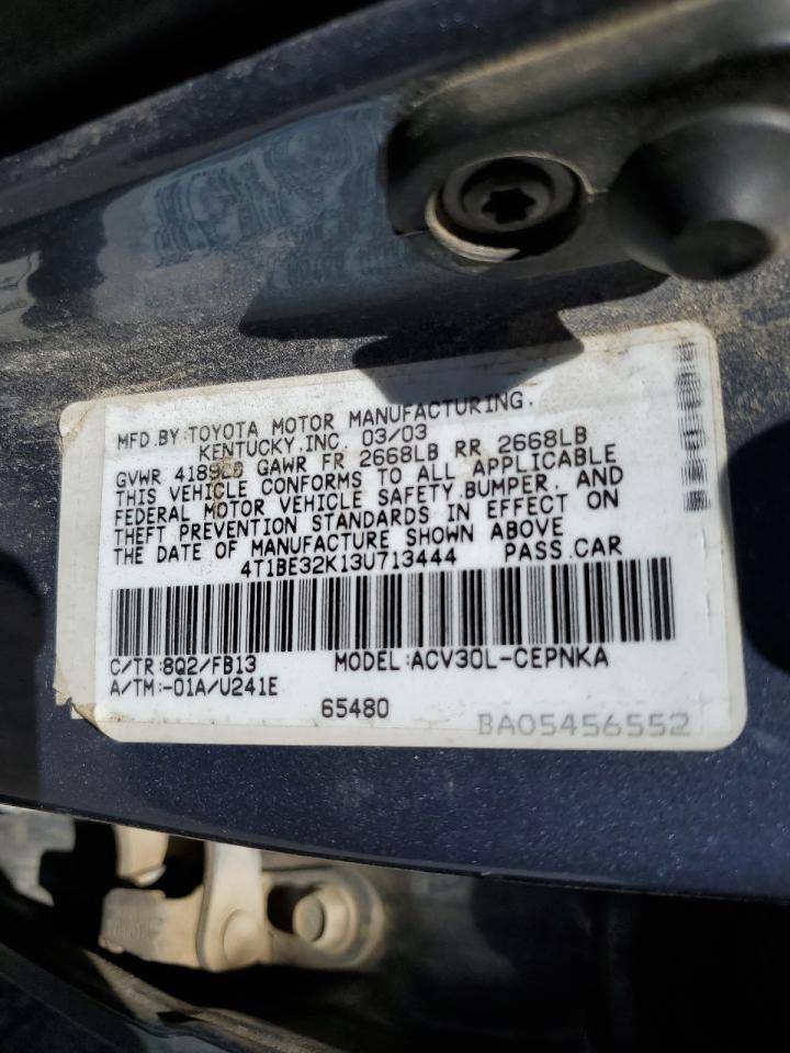 4T1BE32K13U713444 2003 Toyota Camry Le