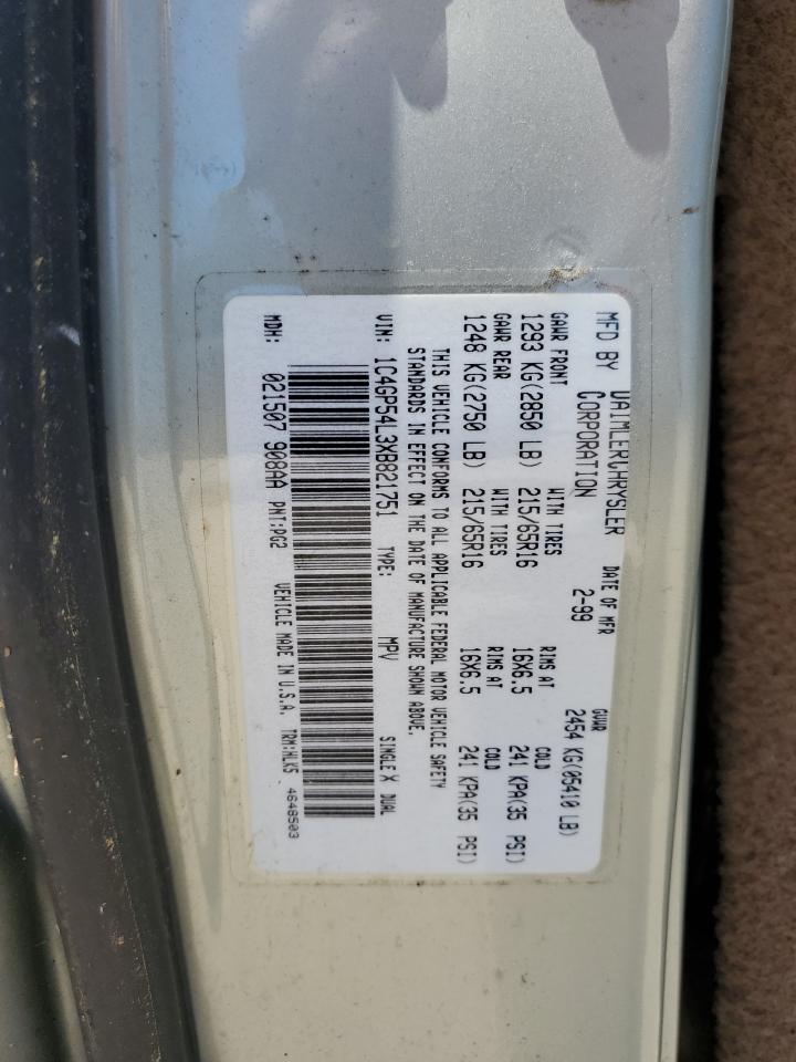 1C4GP54L3XB821751 1999 Chrysler Town & Country Lx