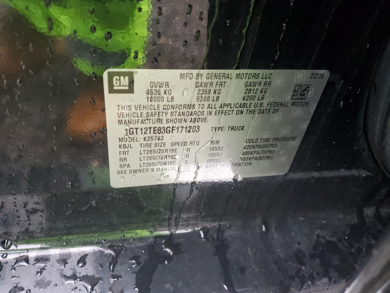 1GT12TE83GF171203 2016 GMC Sierra K2500 Slt