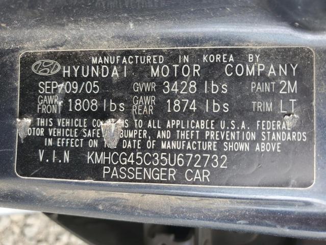 2005 Hyundai Accent Gl VIN: KMHCG45C35U672732 Lot: 58443974