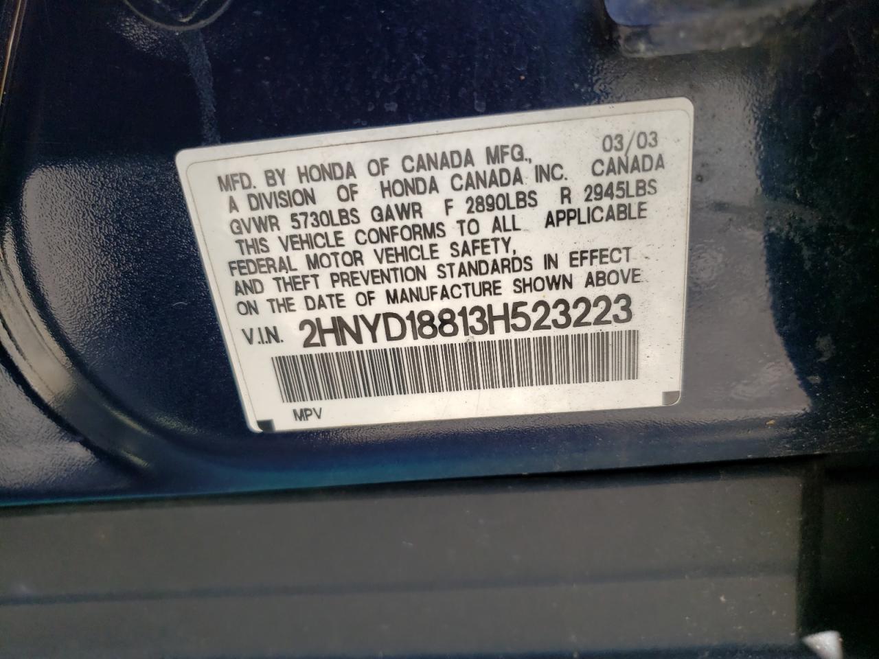 2HNYD18813H523223 2003 Acura Mdx Touring