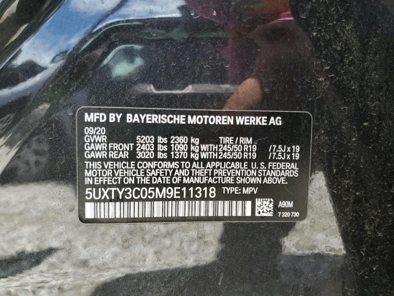 5UXTY3C05M9E11318 2021 BMW X3 Sdrive30I