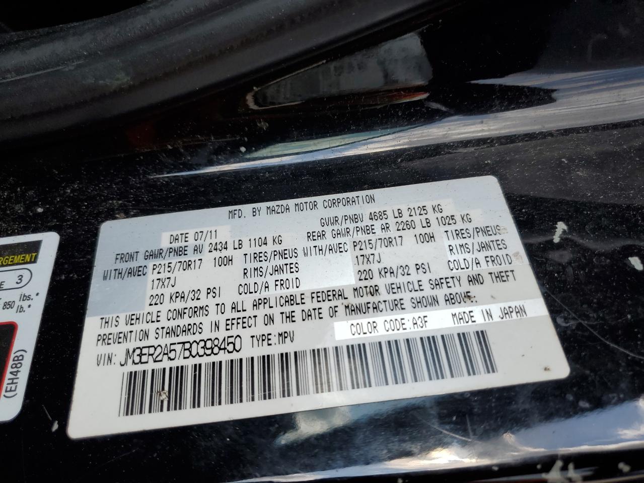 JM3ER2A57B0398450 2011 Mazda Cx-7