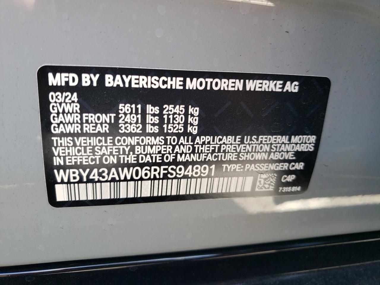 WBY43AW06RFS94891 2024 BMW I4 Edrive 35