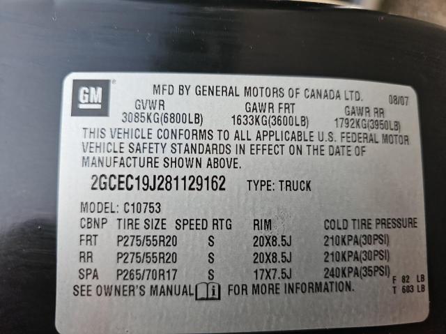 2008 Chevrolet Silverado C1500 VIN: 2GCEC19J281129162 Lot: 57715284