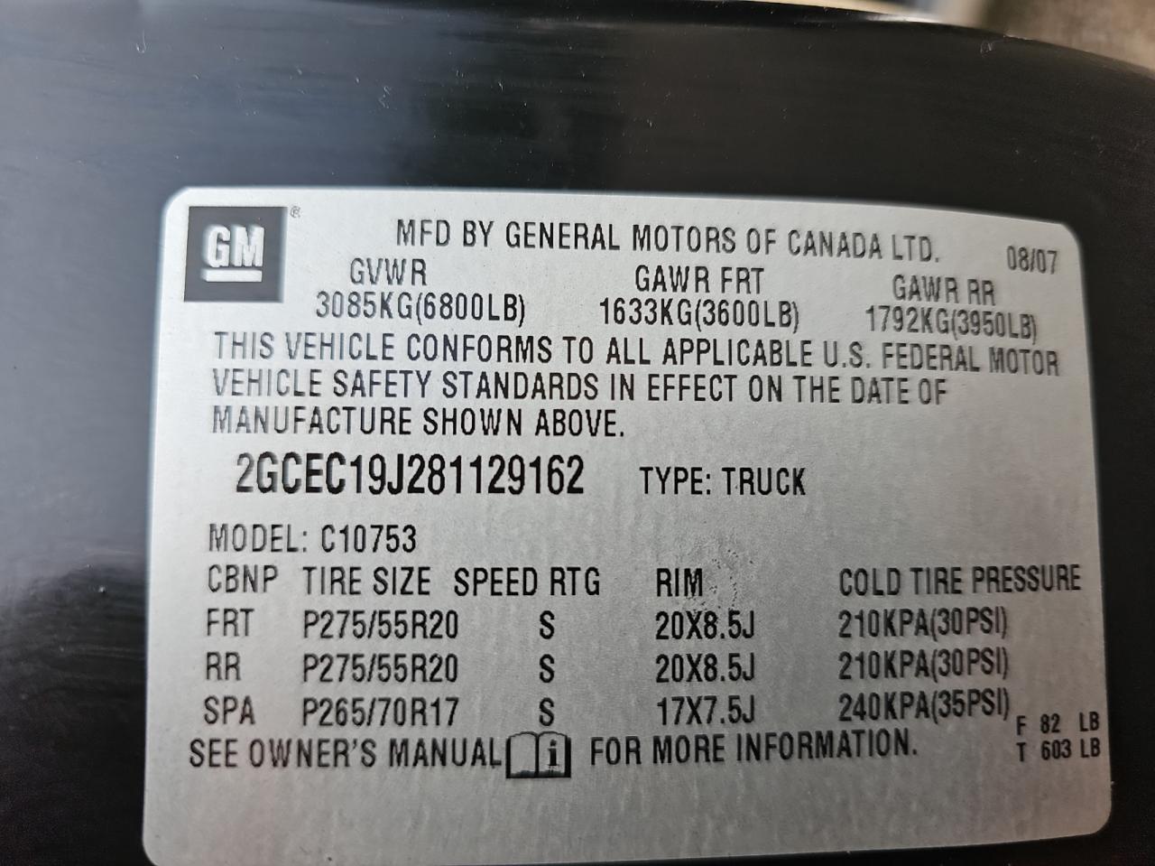 2GCEC19J281129162 2008 Chevrolet Silverado C1500