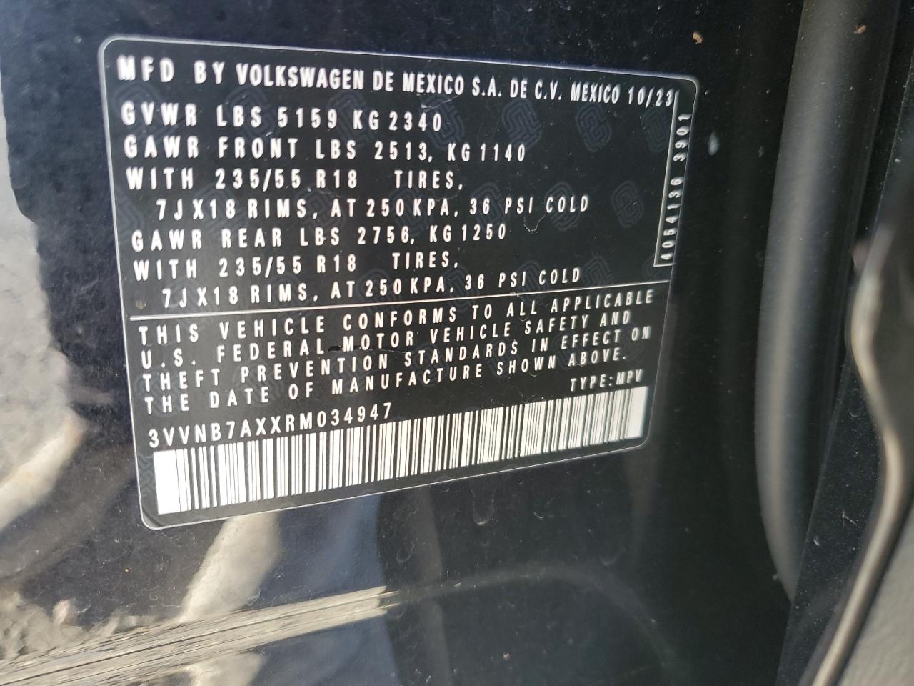 3VVNB7AXXRM034947 2024 Volkswagen Tiguan Se