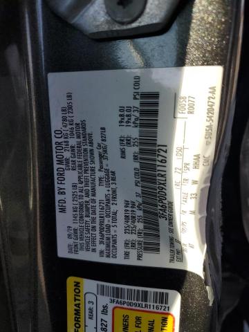 VIN 3FA6P0D9XLR116721 2020 Ford Fusion, Titanium no.12