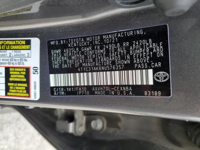 VIN 4T1C31AK6NU576357 2022 Toyota Camry, LE no.12