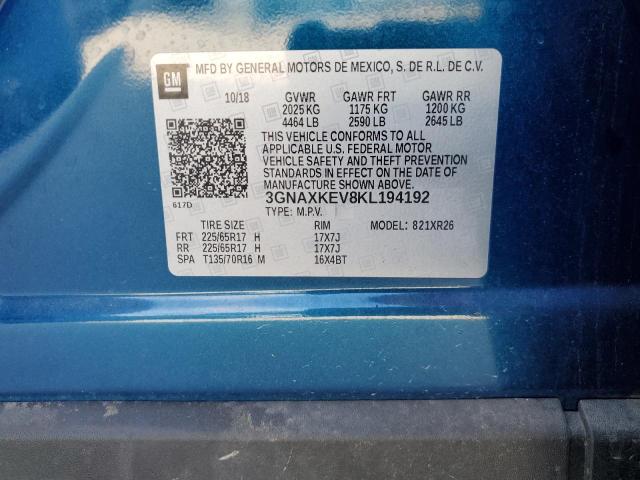 2019 CHEVROLET EQUINOX LT - 3GNAXKEV8KL194192