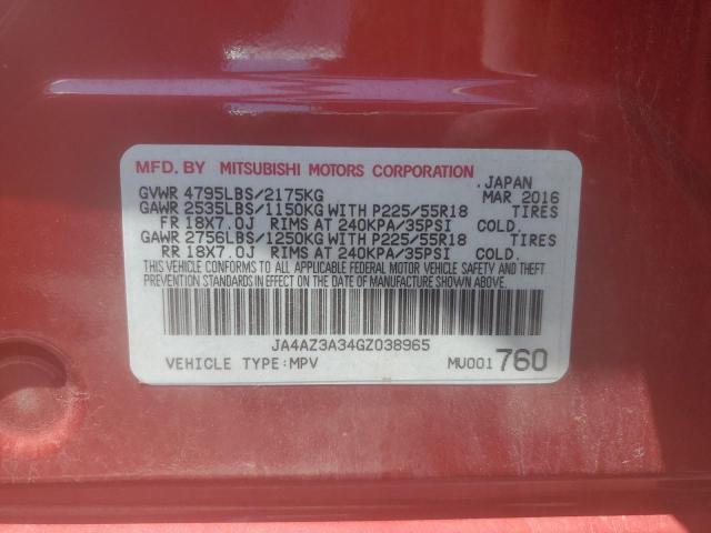 2016 MITSUBISHI OUTLANDER - JA4AZ3A34GZ038965