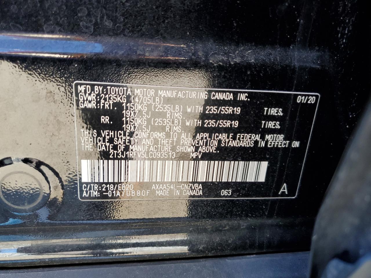 2T3J1RFV5LC093513 2020 Toyota Rav4 Adventure