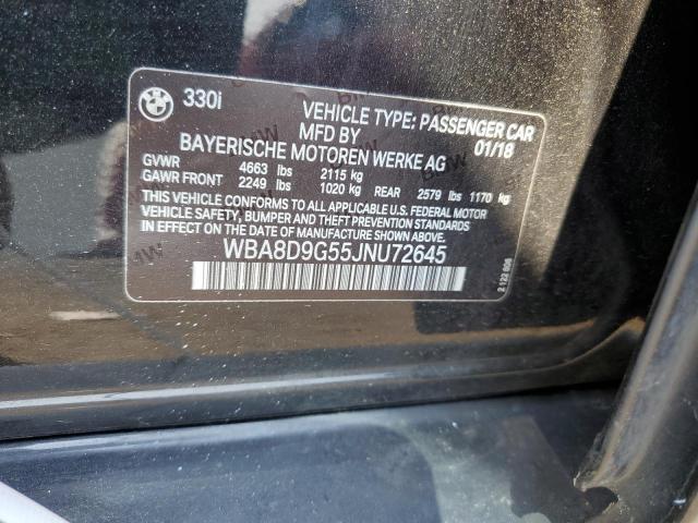 2018 BMW 330 Xi VIN: WBA8D9G55JNU72645 Lot: 59283914