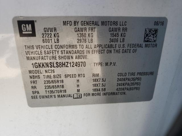 1GKKNSLS8HZ124970 2017 GMC Acadia Sle