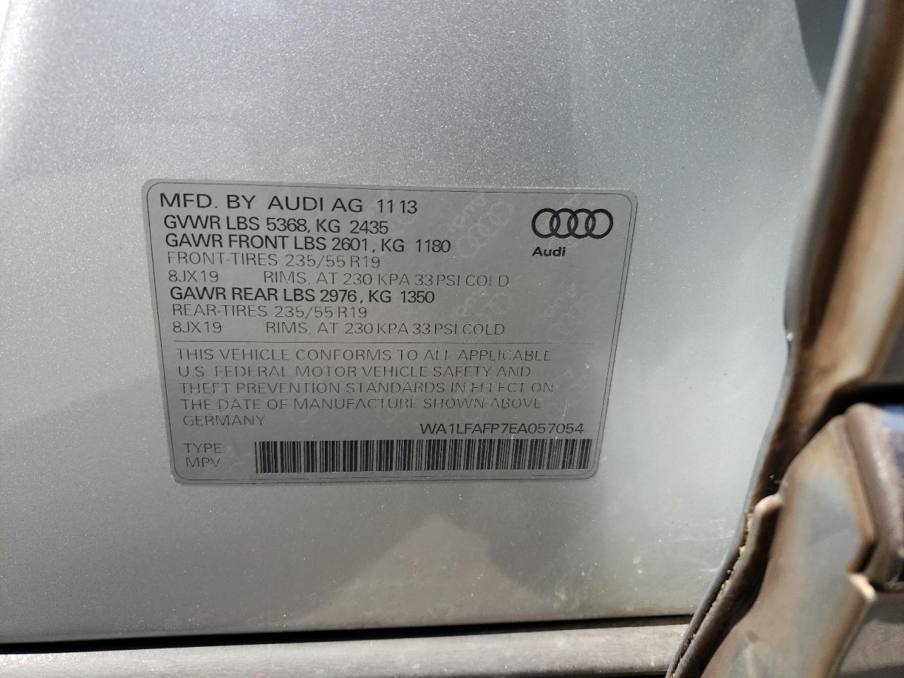 WA1LFAFP7EA057054 2014 Audi Q5 Premium Plus