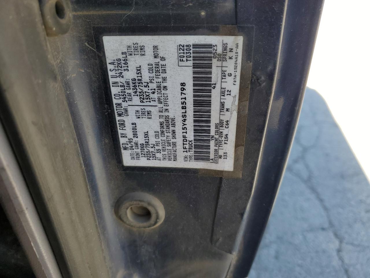 1FTDF15Y4SLB51798 1995 Ford F150