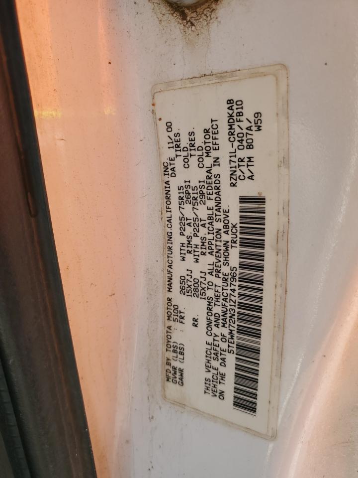 5TEWM72N31Z747965 2001 Toyota Tacoma Xtracab