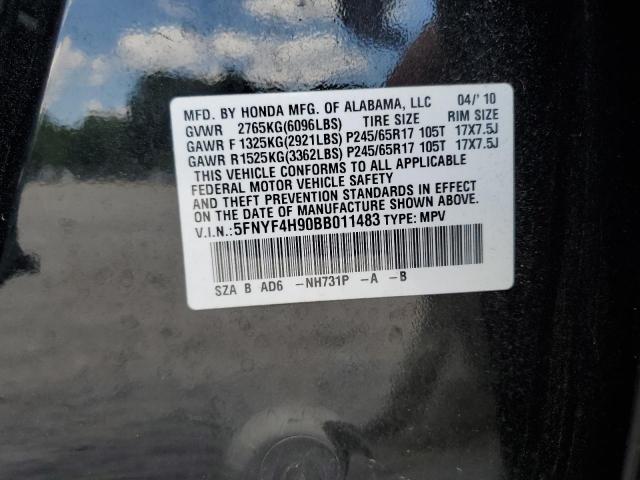 2011 Honda Pilot Touring VIN: 5FNYF4H90BB011483 Lot: 59873854