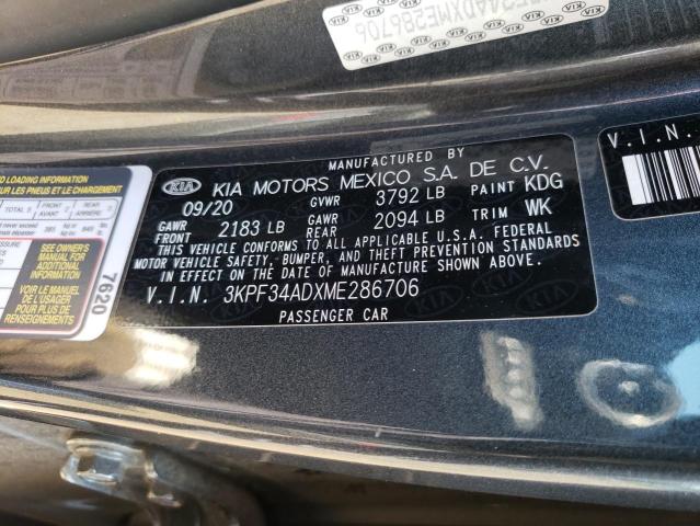 2021 Kia Forte Gt Line VIN: 3KPF34ADXME286706 Lot: 59066634