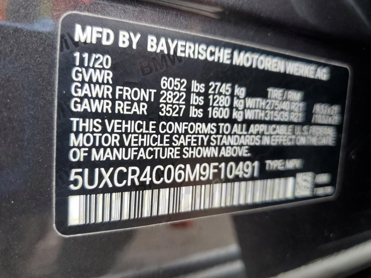 5UXCR4C06M9F10491 2021 BMW X5 Sdrive 40I