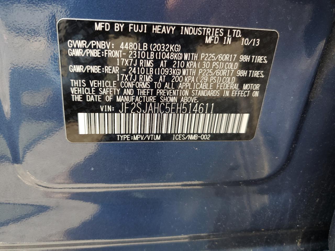 JF2SJAHC5EH514611 2014 Subaru Forester 2.5I Limited